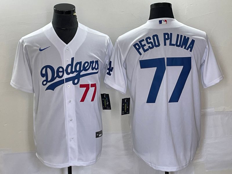 Men Los Angeles Dodgers 77 Peso Pluma White Nike Game 2023 MLB Jersey